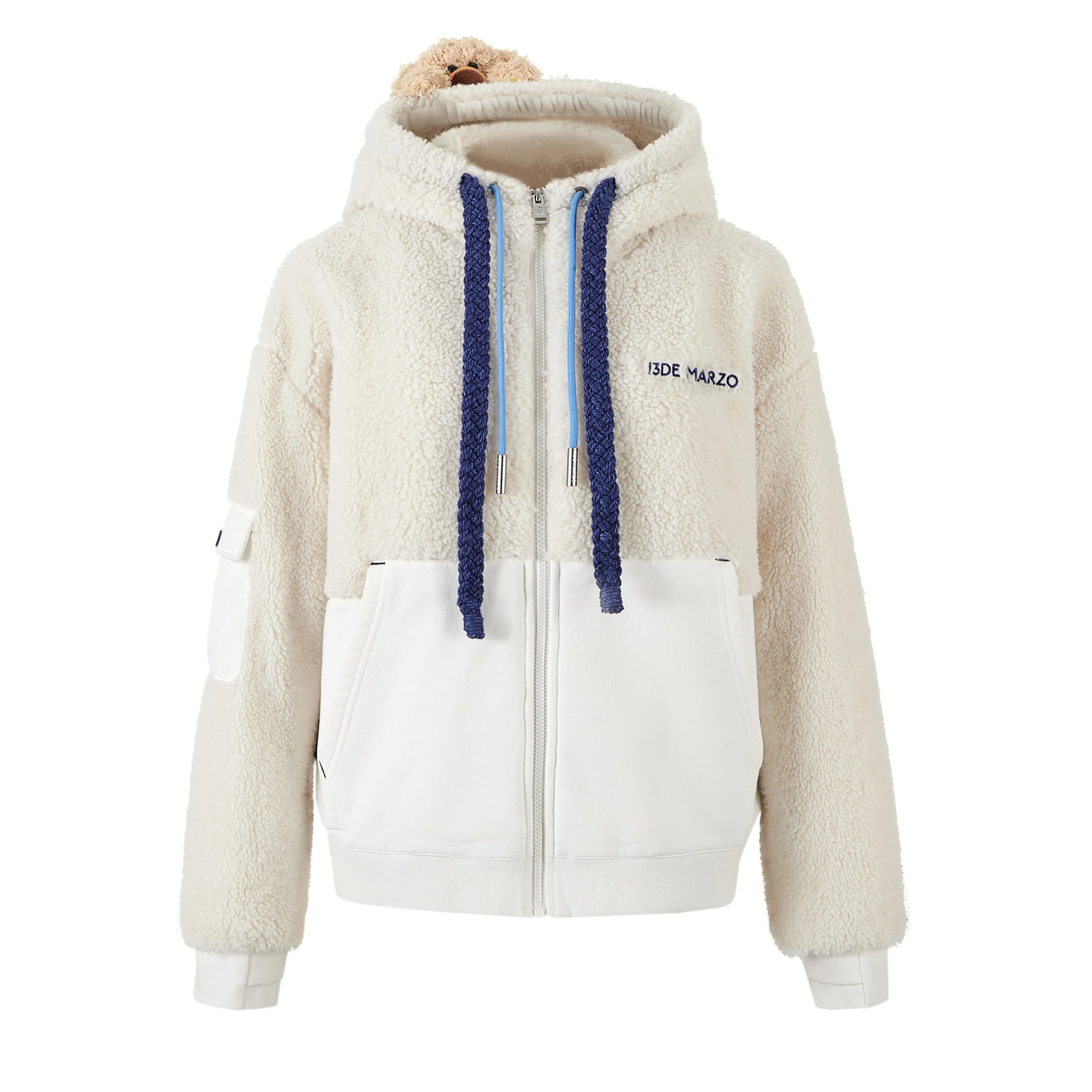 13DE MARZO Bear Half Fleece Hoodie