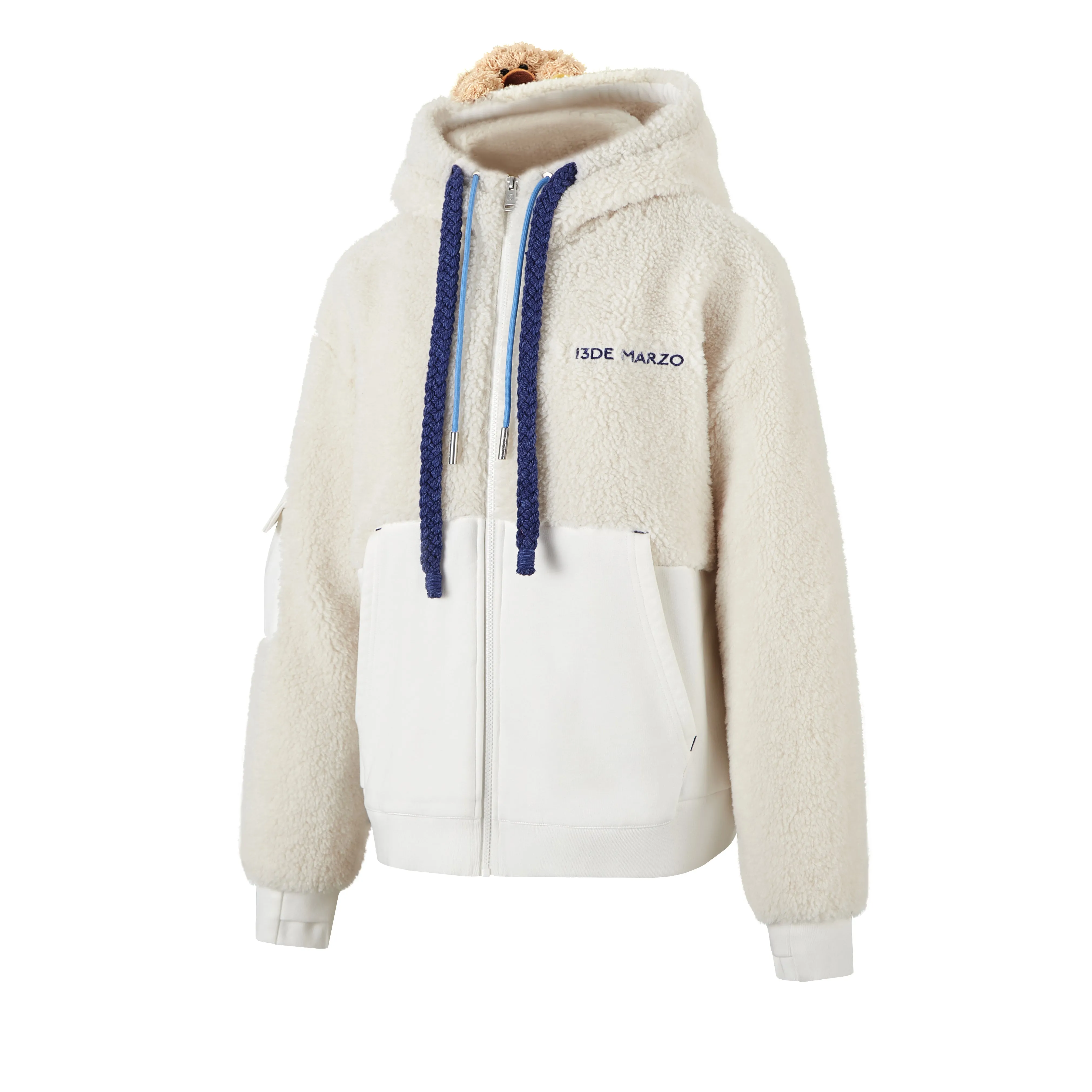 13DE MARZO Bear Half Fleece Hoodie