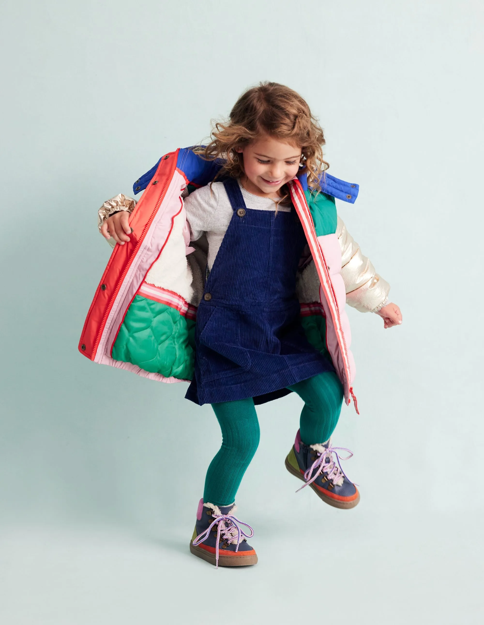 2-in-1 Padded Coat-Multi Metallic Colourblock