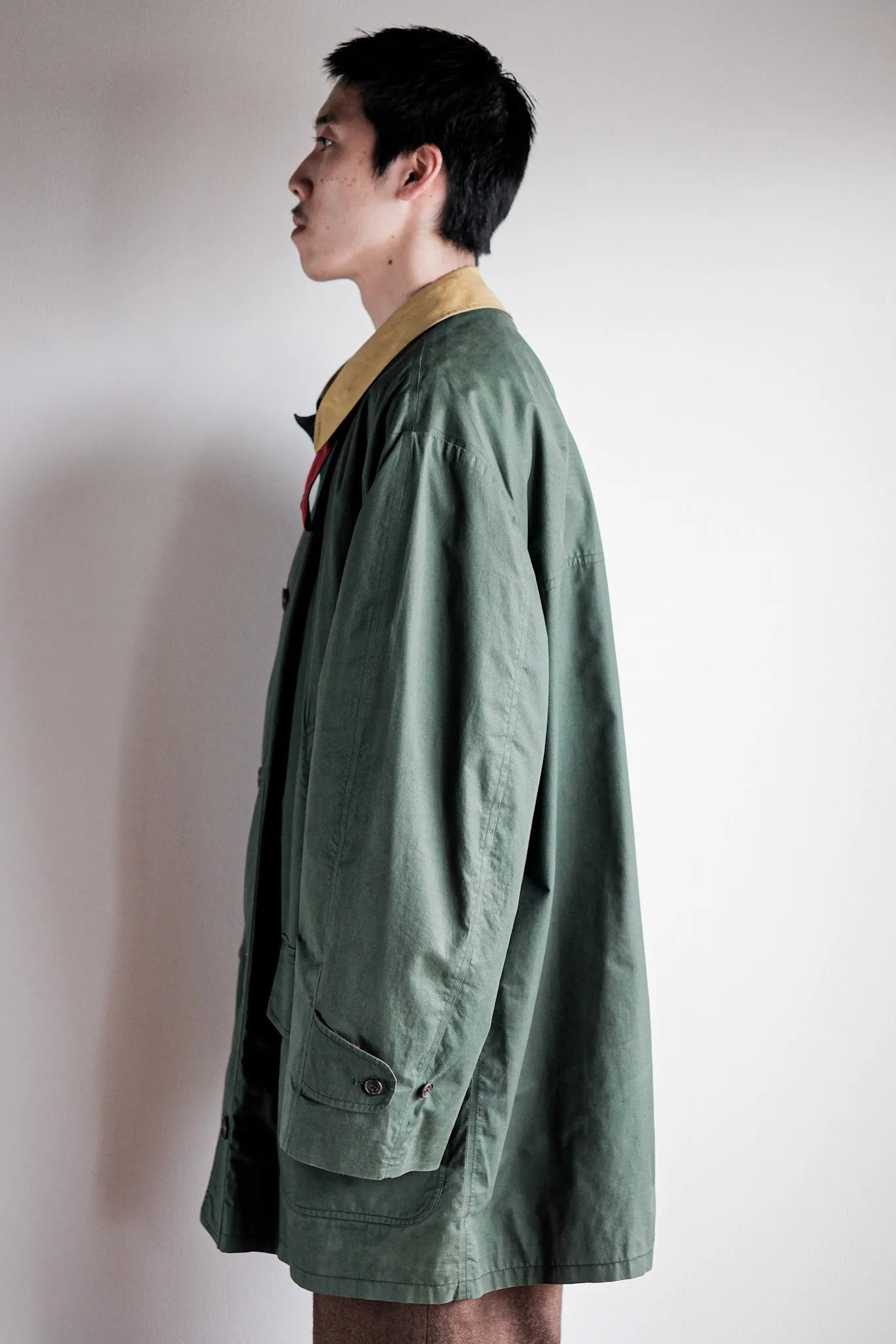 【~90's】Old INVERTERE Crazy Pattern Cotton Coat With Chin Strap