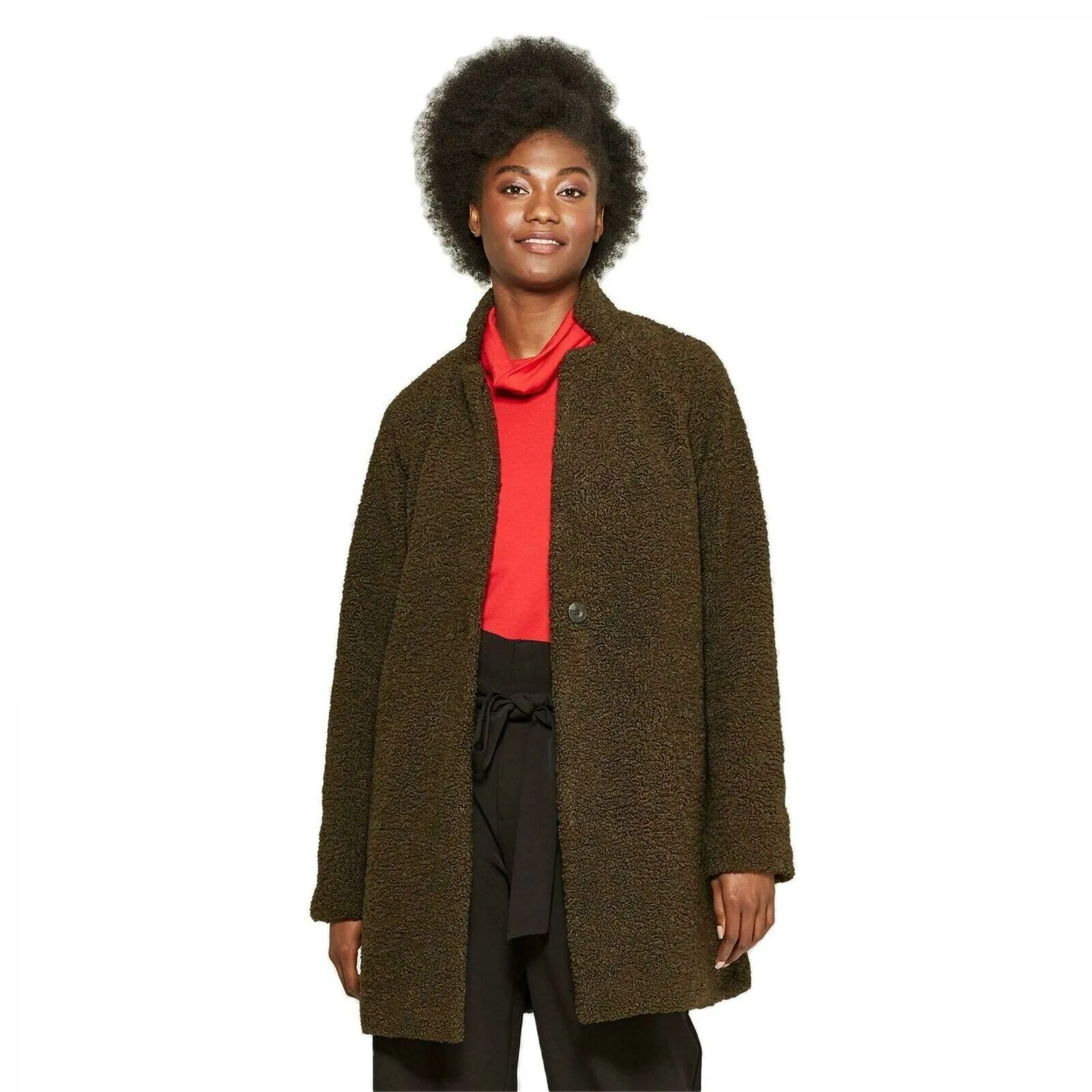 A New Day Women's Fashion Teddy Bear Overcoat Swing Coat