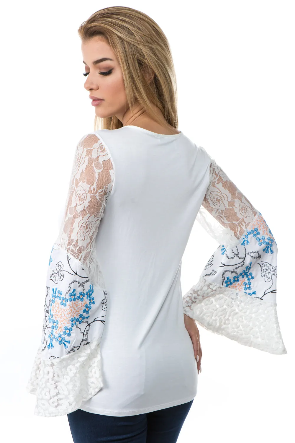 AGNES BELL SLEEVE TOP (IVORY)- VT2693