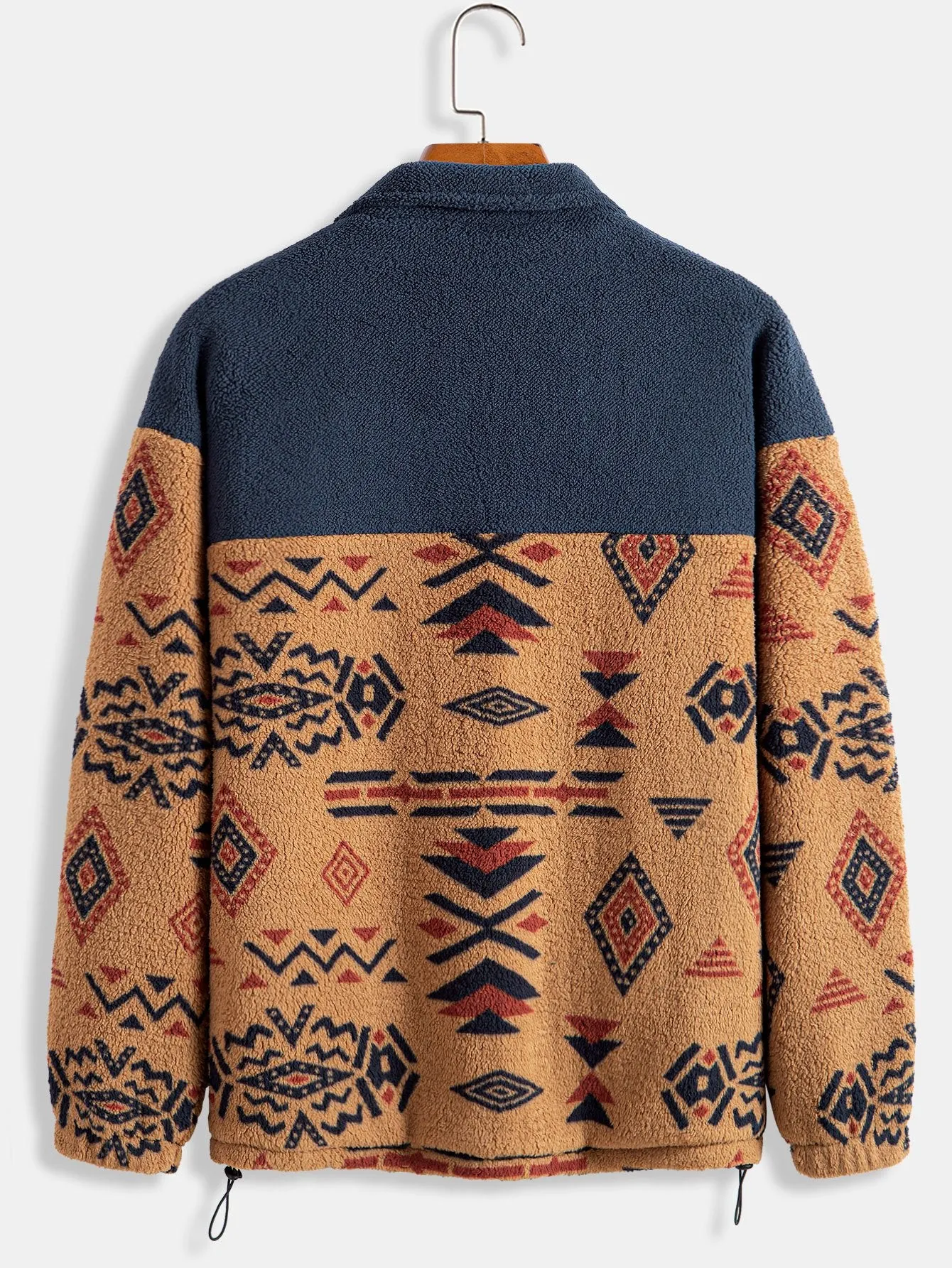 Aztec Print Patchwork Teddy Fleece Coat