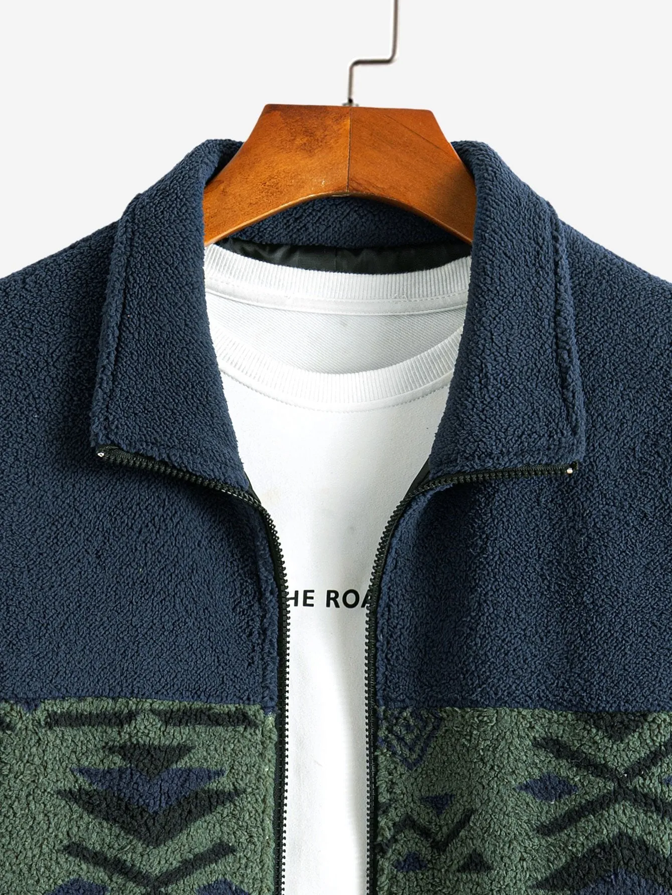 Aztec Print Patchwork Teddy Fleece Coat