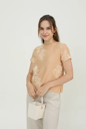 Beige Gold Chiffon Women Blouse