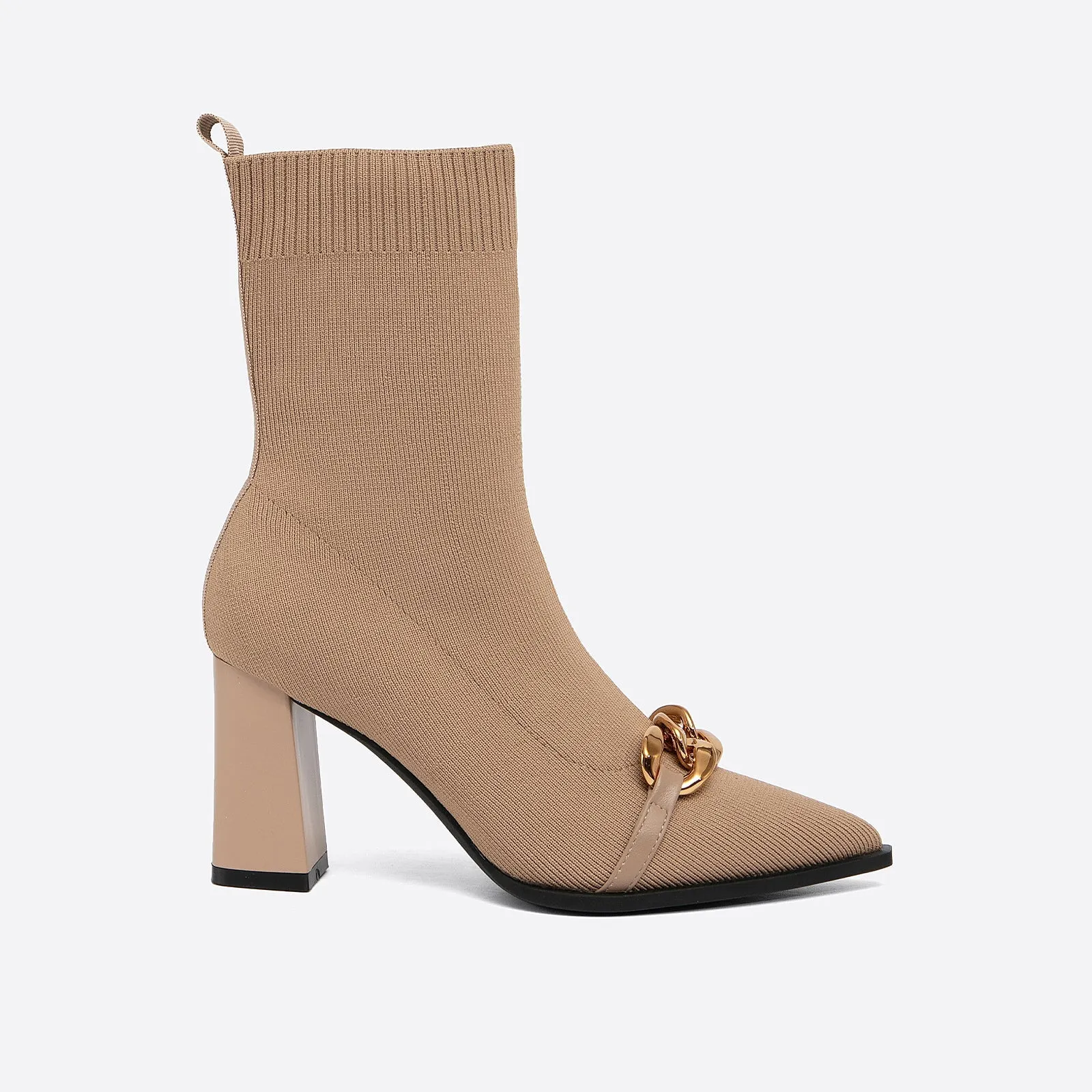 binfenxie- Women Chain Elegant Ladies Fly Knit High Boots