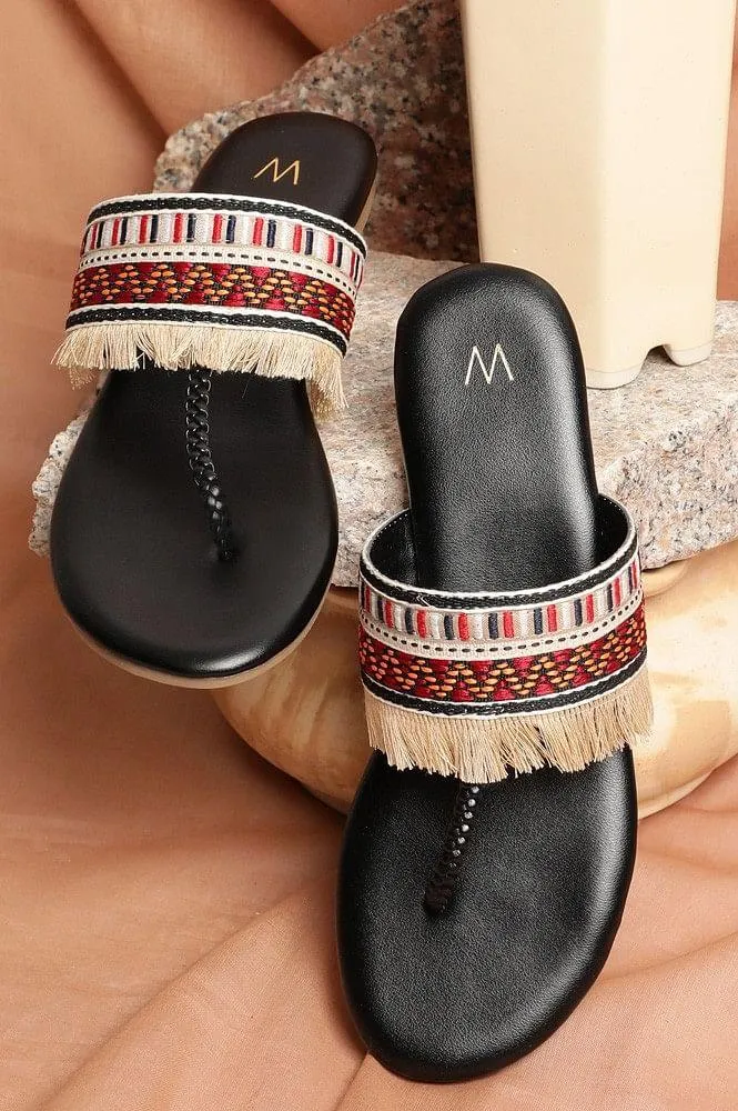 Black Round Toe Flats