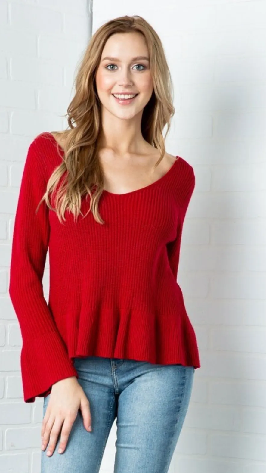 Brielle bell sleeve knit top