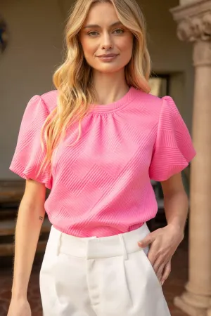 Bubble Short Sleeve Textured Knit Top