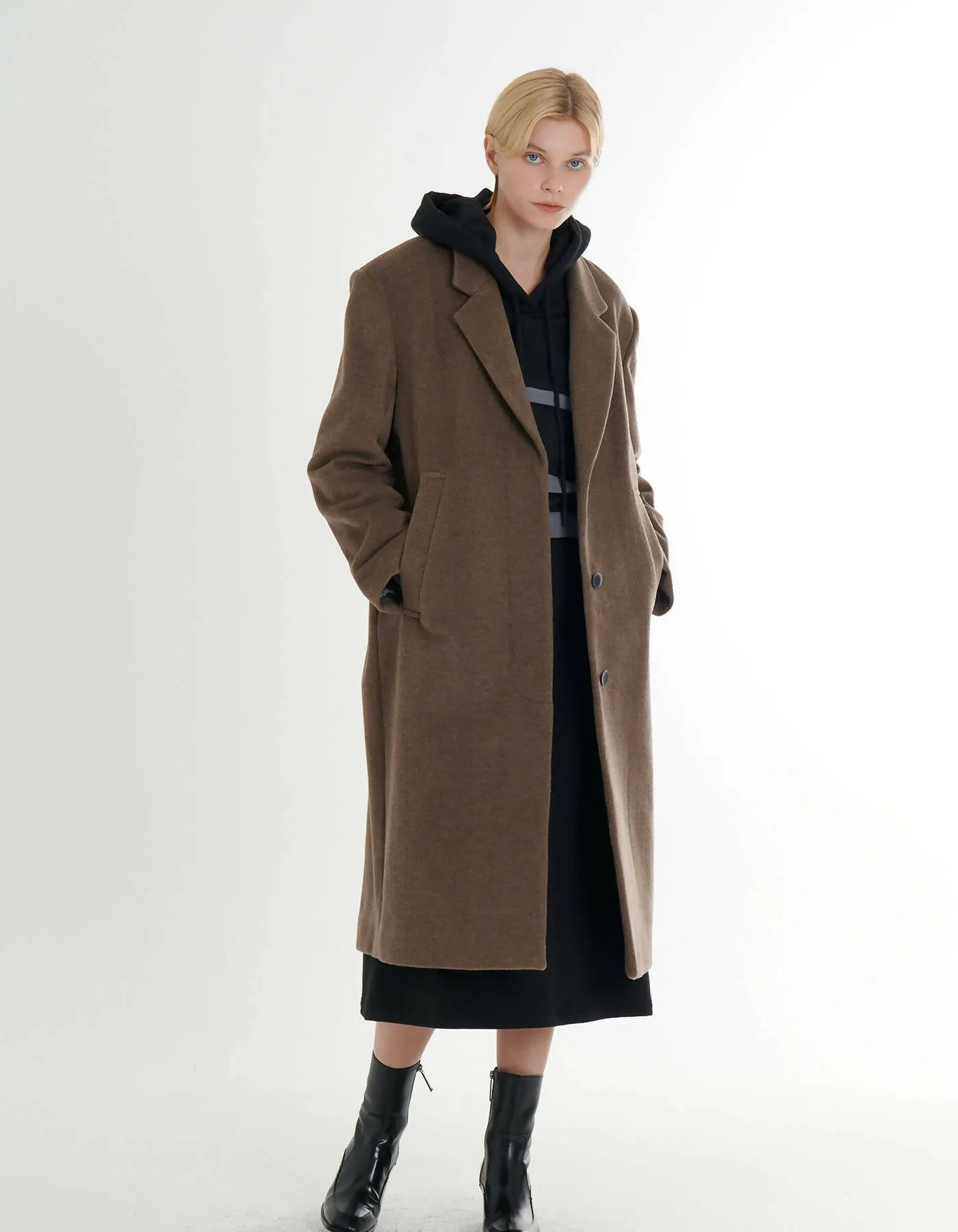Cashmere Loose Fit H-Line Minimal Coat