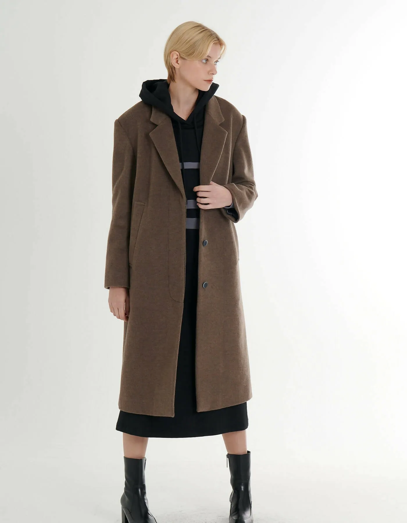 Cashmere Loose Fit H-Line Minimal Coat