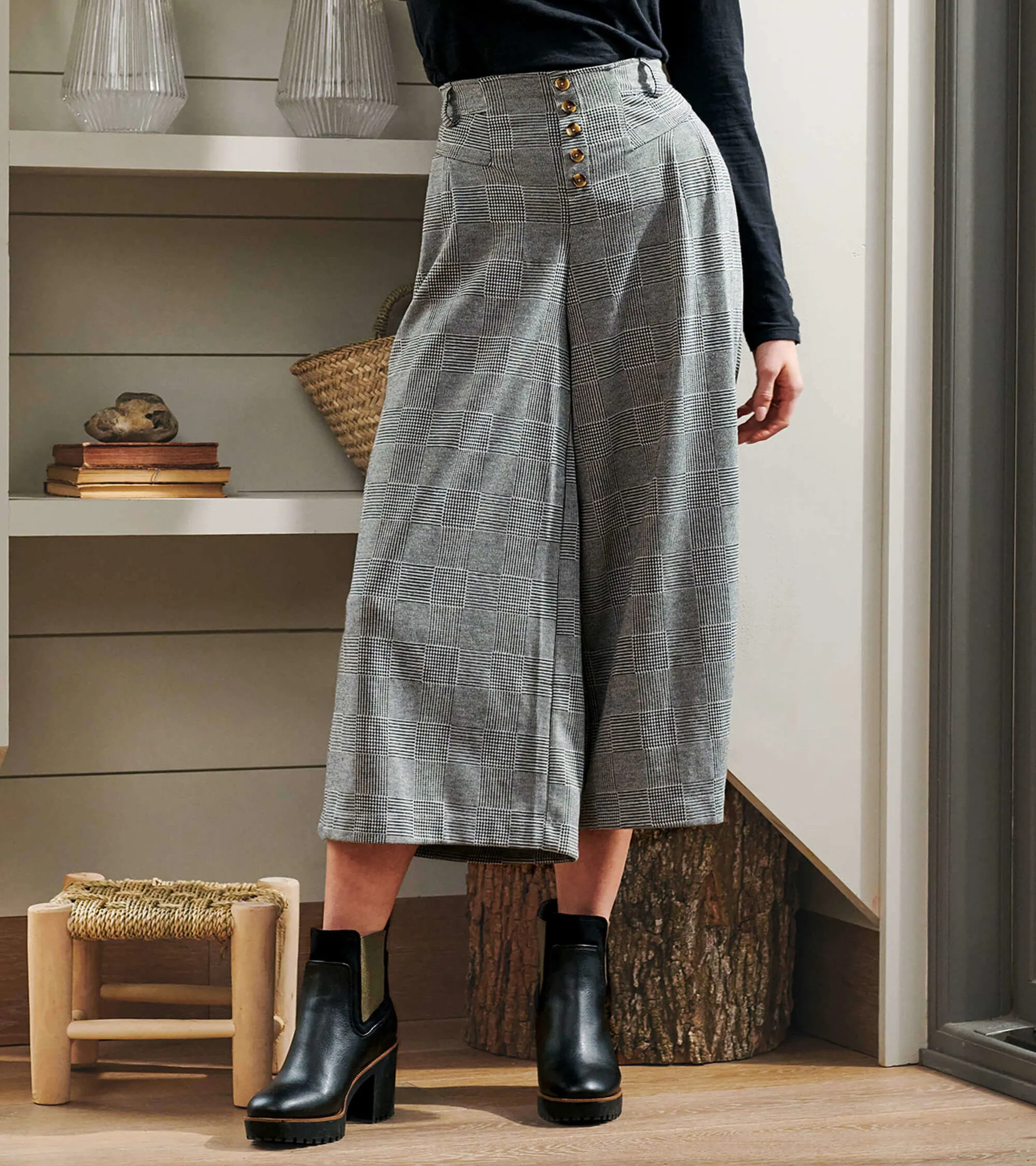 Charlie Wide Leg Trousers - Houndstooth