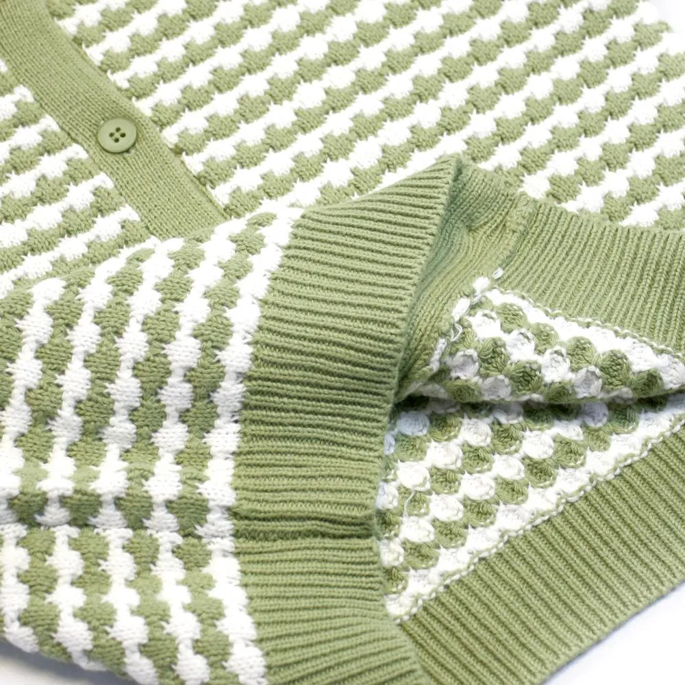 Checks Knit Cardigan, Kiwi