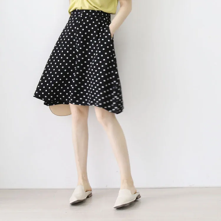 Chiffon Poker Dot Wide Leg Pants Culottes Women Elastic High Waist A-Line Bermuda Shorts Loose Slim Look Casual Shorts