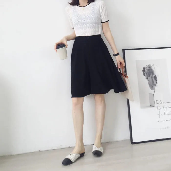Chiffon Poker Dot Wide Leg Pants Culottes Women Elastic High Waist A-Line Bermuda Shorts Loose Slim Look Casual Shorts