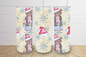 Christmas Teddy Bears and Snowflakes Tumbler