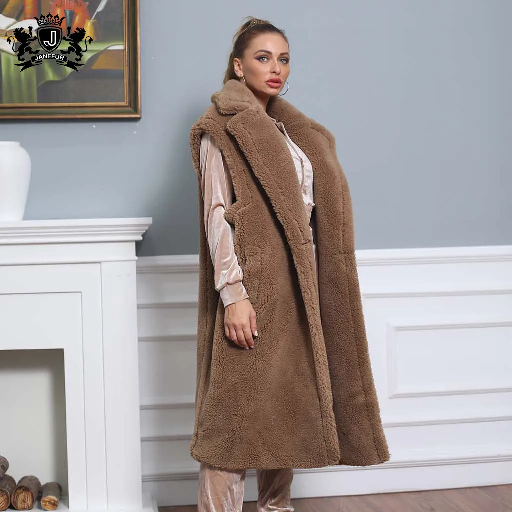 Coat Winter Sheep Shearling Jacket Genuine Warm Lady Coat  Women Teddy Coat