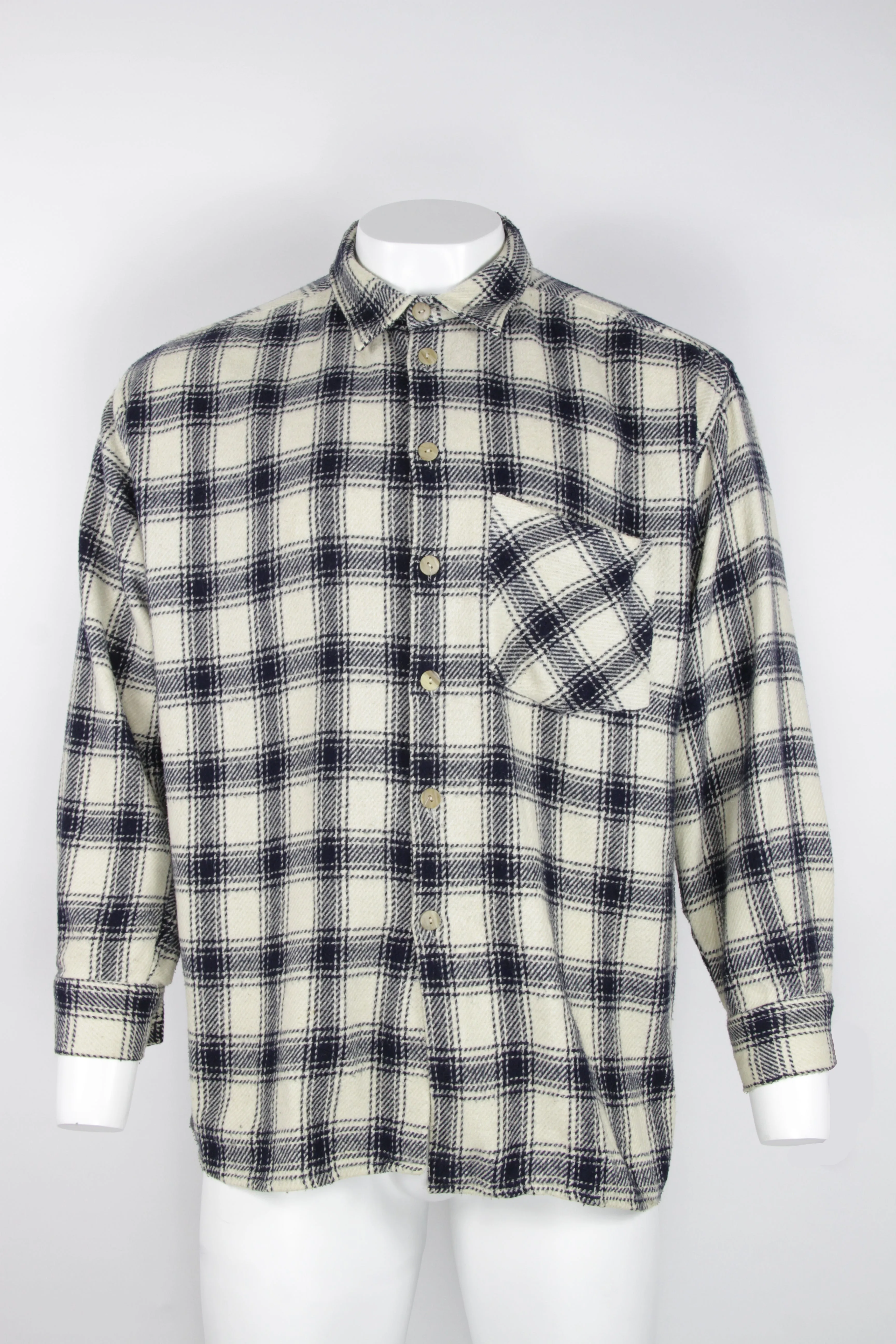 CPO style thick checked flannel shirt - XL
