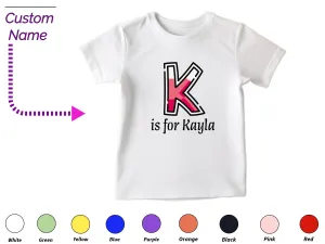 Custom Kids Tshirt Gift For Toddler Girls Custom your Initials K On Shirt