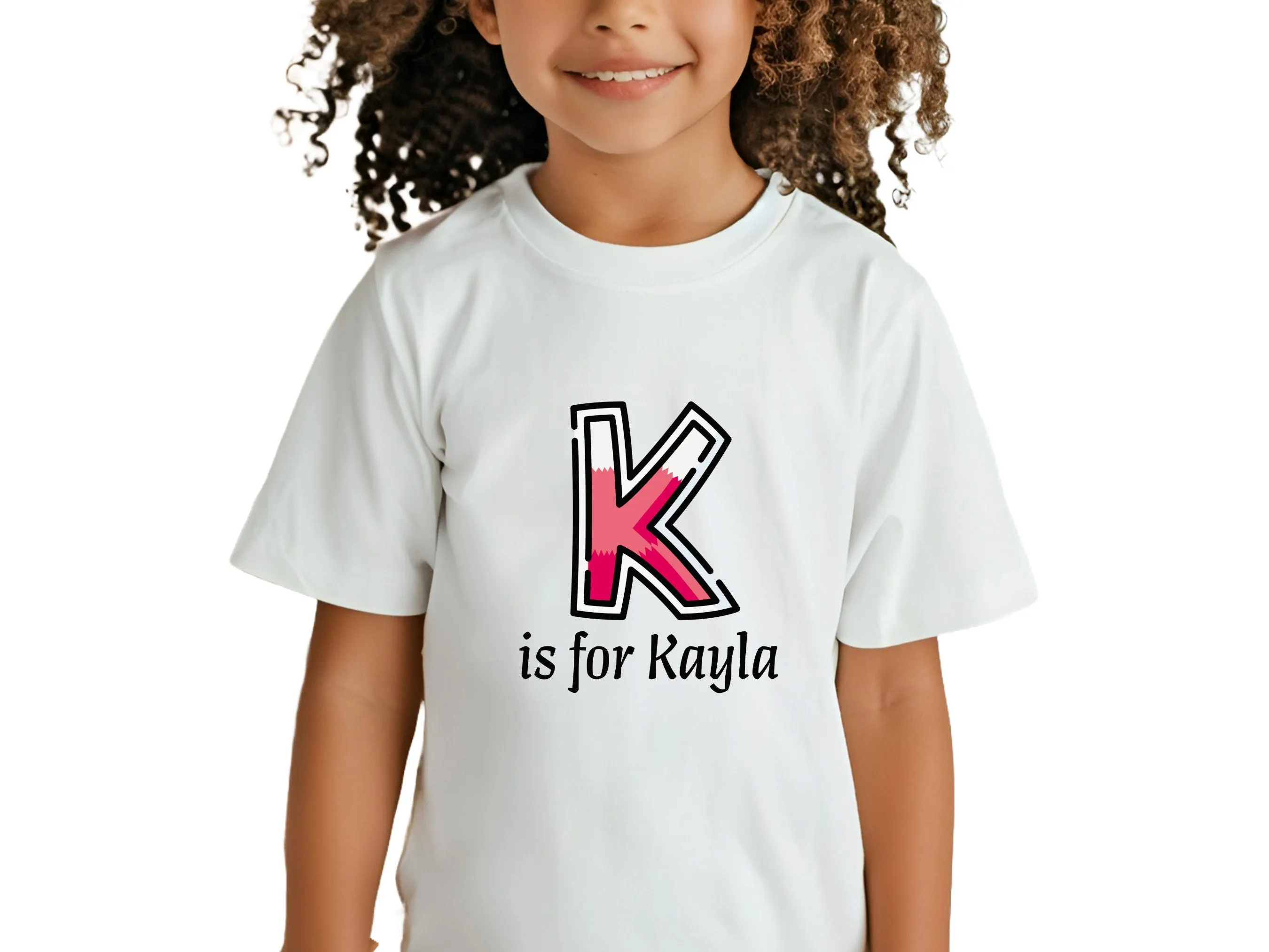 Custom Kids Tshirt Gift For Toddler Girls Custom your Initials K On Shirt