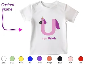 Custom Name Shirt Gift for Birthday Girl with Letter U On Shirt