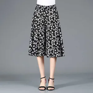 Dames culottes van chiffon met wijde pijpen en hoge elastische taille