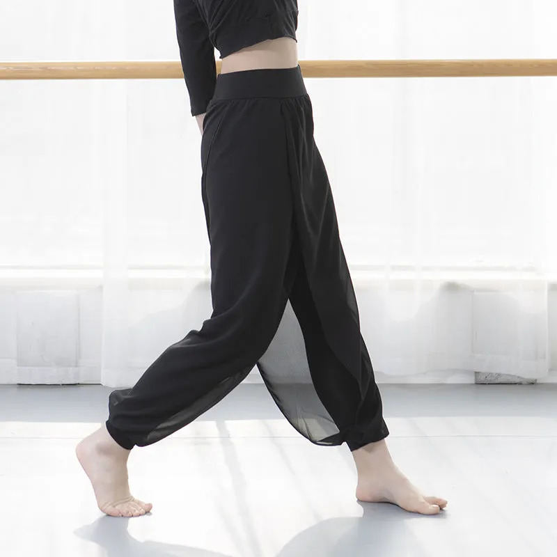 Dance Yoga Pants Ankle-Length Chiffon Slim-Look Lantern Slim-Fit Thin Plus Size Women Culottes Pants