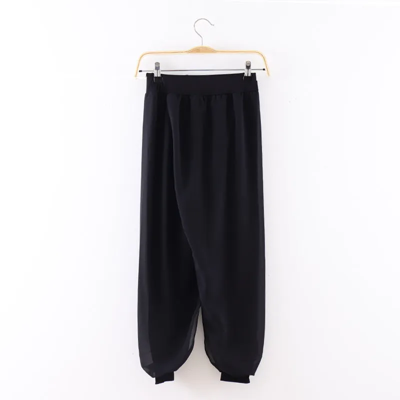 Dance Yoga Pants Ankle-Length Chiffon Slim-Look Lantern Slim-Fit Thin Plus Size Women Culottes Pants