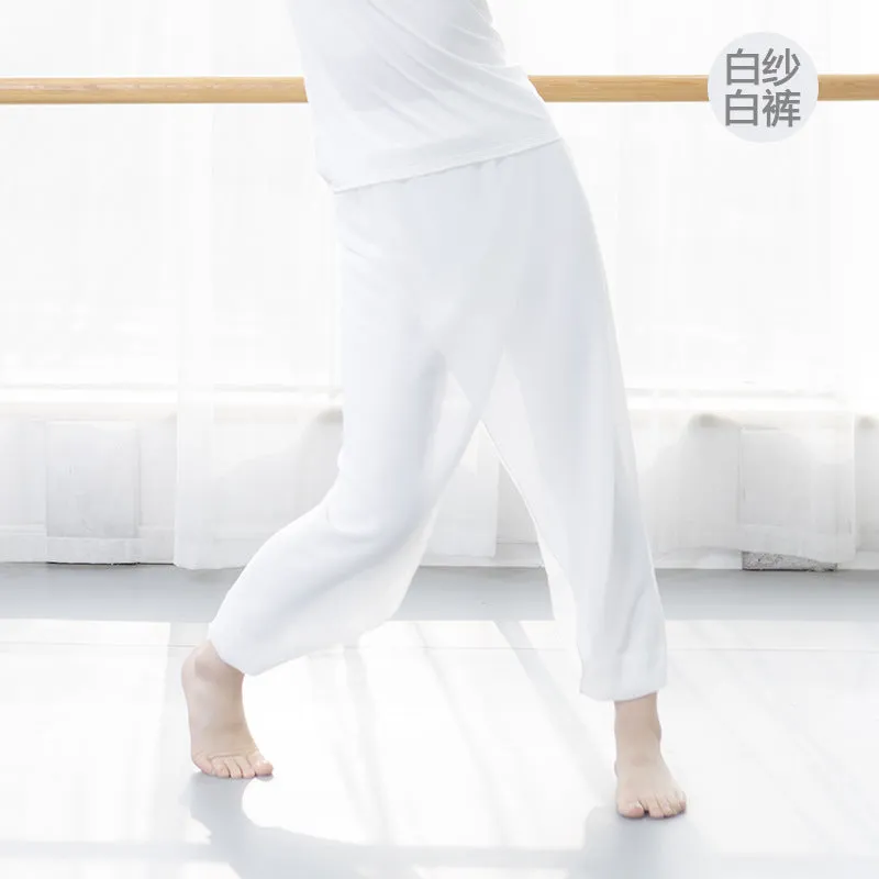 Dance Yoga Pants Ankle-Length Chiffon Slim-Look Lantern Slim-Fit Thin Plus Size Women Culottes Pants