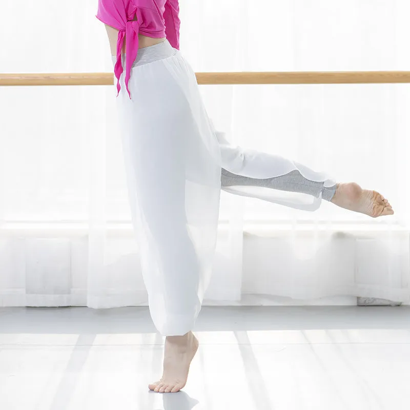 Dance Yoga Pants Ankle-Length Chiffon Slim-Look Lantern Slim-Fit Thin Plus Size Women Culottes Pants