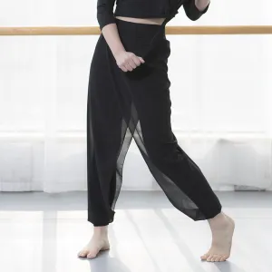 Dance Yoga Pants Ankle-Length Chiffon Slim-Look Lantern Slim-Fit Thin Plus Size Women Culottes Pants