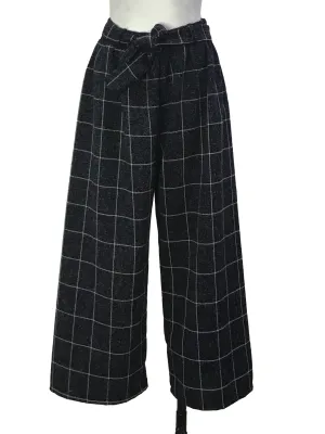 Dark Blue Grid Culottes