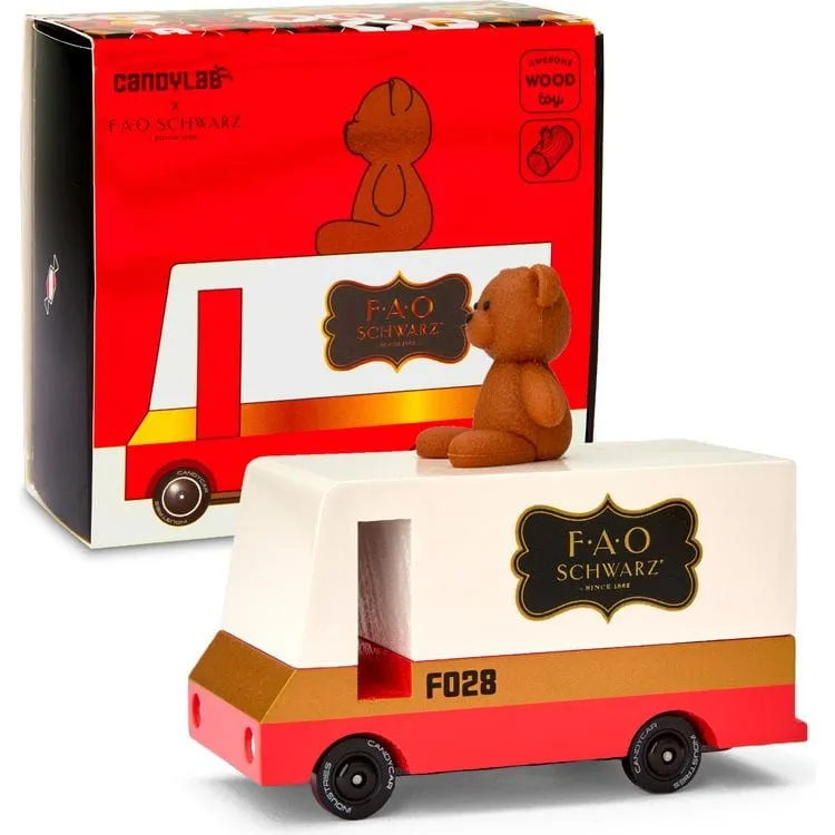 FAO Schwarz Wooden Van with Teddy Bear Topper
