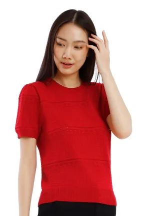 Forest Ladies Knit Top Women Short Sleeve Pointelle Knit Top - 822498