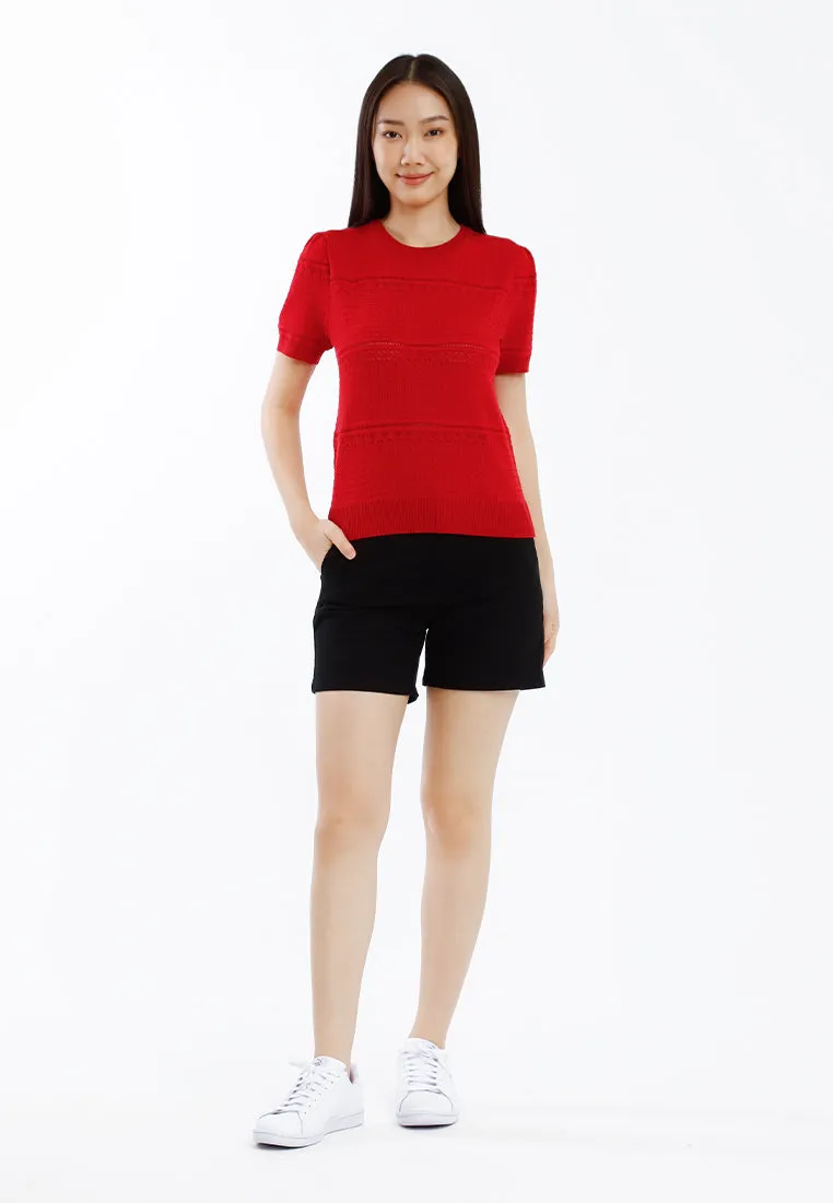 Forest Ladies Knit Top Women Short Sleeve Pointelle Knit Top - 822498