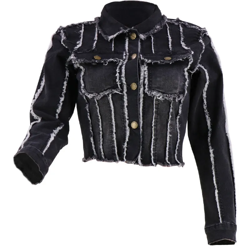 Frayed Cut-Off Wholesale Women Denim Short Coat