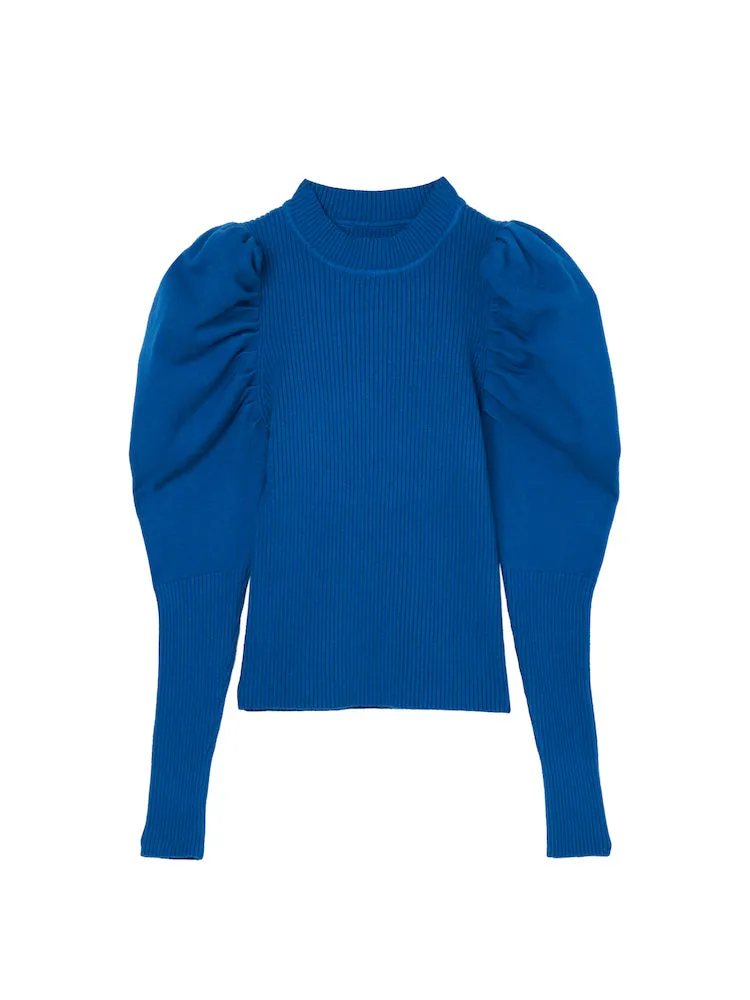 Gather Sleeve Knit Top