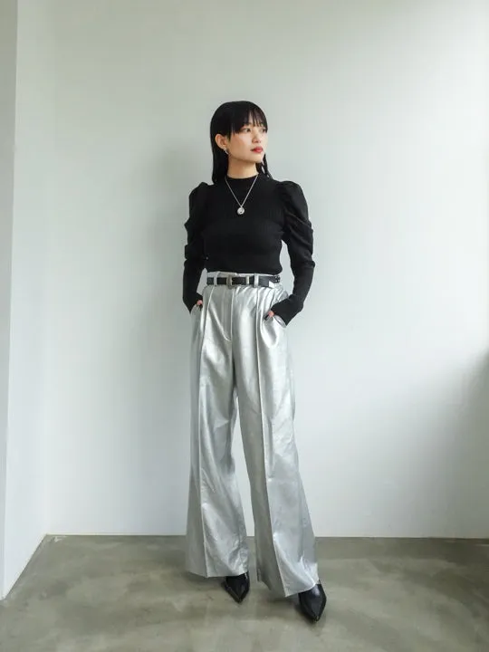 Gather Sleeve Knit Top