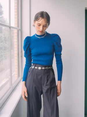 Gather Sleeve Knit Top