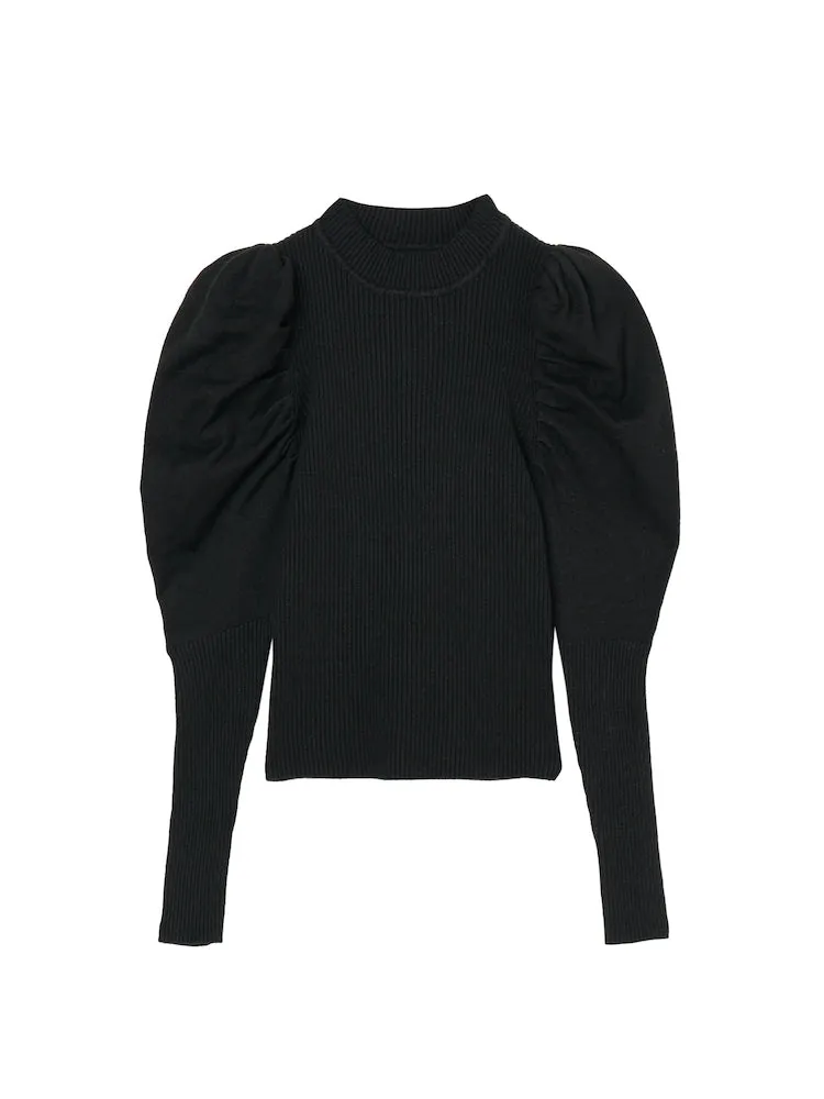 Gather Sleeve Knit Top