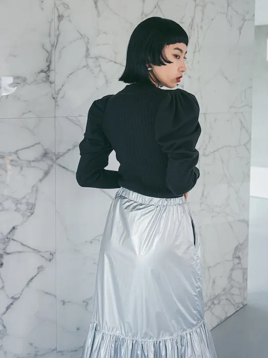 Gather Sleeve Knit Top