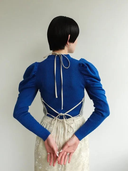 Gather Sleeve Knit Top
