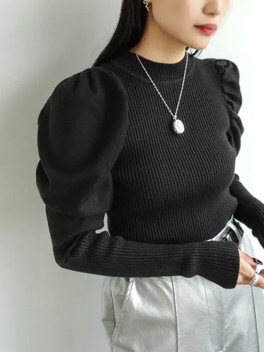 Gather Sleeve Knit Top