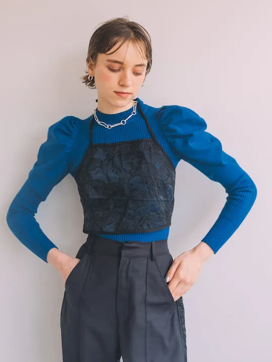 Gather Sleeve Knit Top