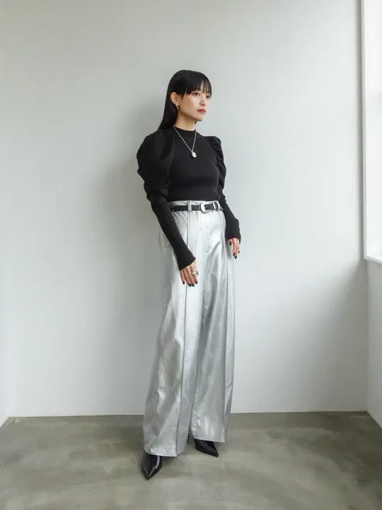 Gather Sleeve Knit Top