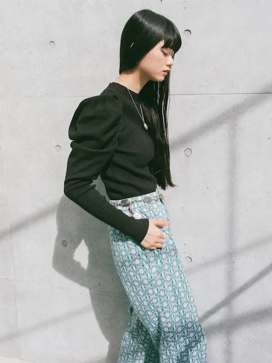 Gather Sleeve Knit Top