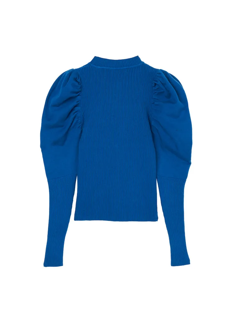 Gather Sleeve Knit Top