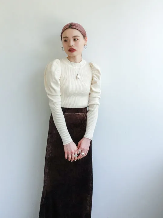 Gather Sleeve Knit Top