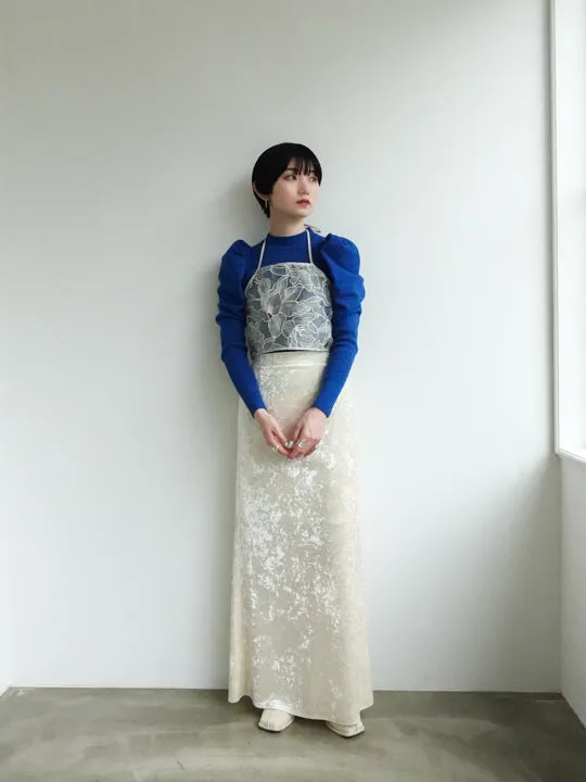 Gather Sleeve Knit Top