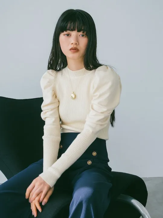 Gather Sleeve Knit Top